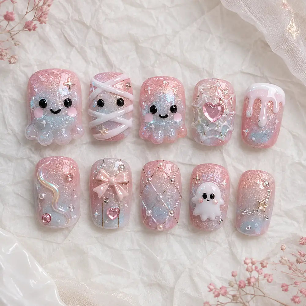 Pastel Boo Crew 3D Ghost Press On Nails — image 2