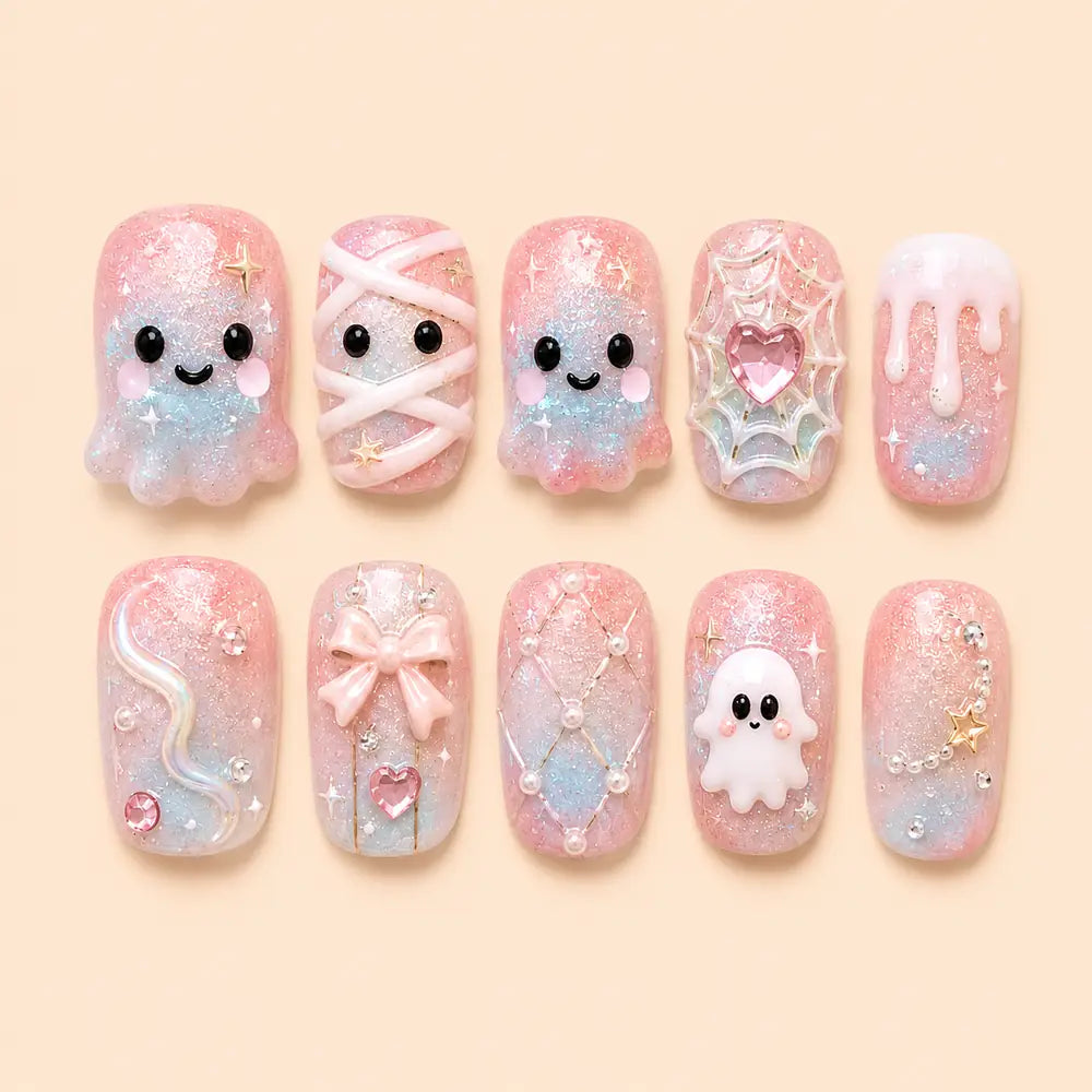 Pastel Boo Crew 3D Ghost Press On Nails — image 1