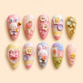 Pastel Bunny Garden 3D Press On Nails — image 1