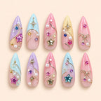 Pastel Celestial Star Charm Stiletto Press On Nails — image 1