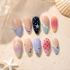 Pastel Celestial Star Rhinestone Ombre Press On Nails — image 2