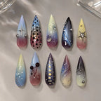 Pastel Cosmic Orbit 3D Ombre Stiletto Press On Nails — image 2