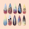 Pastel Cosmic Orbit 3D Ombre Stiletto Press On Nails — image 1