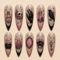 Pastel Gothic Halloween Witchcraft French Tip Press On Nails