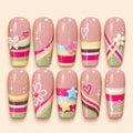 Pastel Heart Star & Daisy 3D Press On Nails — image 1