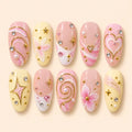 Pastel Hearts and Starbursts 3D Rhinestone Press On Nails — image 1