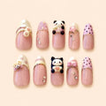 Pastel Panda Bear 3D French Tip Press On Nails — image 1