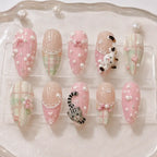 Pastel Plaid Cat 3D Press On Nails — image 2