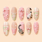 Pastel Plaid Cat 3D Press On Nails — image 1