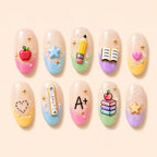 Pastel School Supplies 3D Press On Nails — image 1