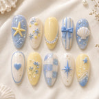 Pastel Starfish Seashell 3D Glitter Press On Nails — image 2