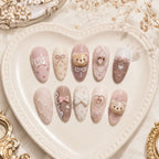 Pastel Teddy Bear Bow Heart 3D Press On Nails — image 2