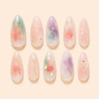 Pastel Watercolor Jelly Almond Press On Nails — image 1
