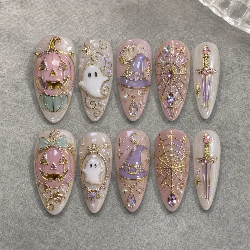 Pastel Witching Hour 3D Halloween Press On Nails — image 2