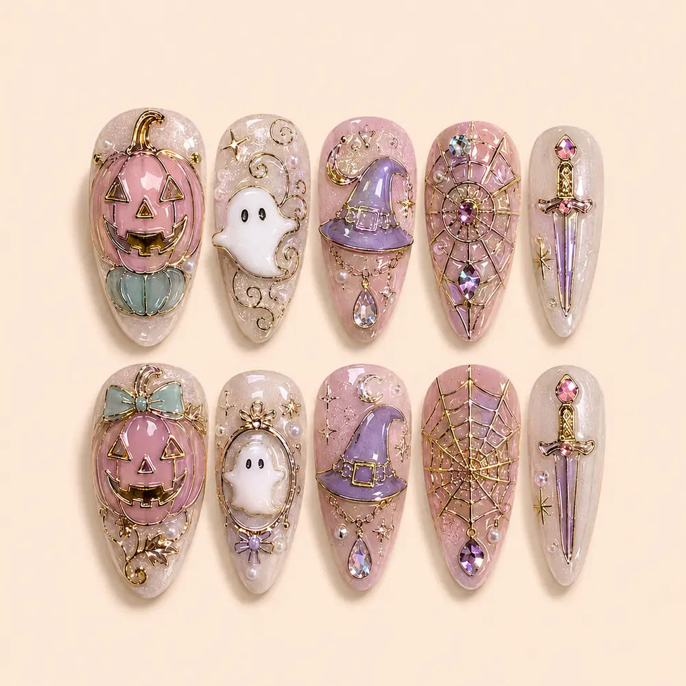 Pastel Witching Hour 3D Halloween Press On Nails — image 1
