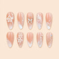 Pearl Blossom & Butterfly French Tip Press On Nails — image 1