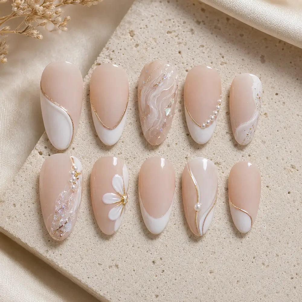 Pearl Blossom White French Press On Nails — image 2