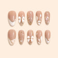 Pearl Bow Glitter Coquette Press On Nails — image 1