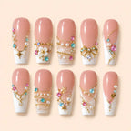 Pearl Bow Jewel French Tip Press On Nails — image 1
