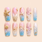 Pearl Tide Starfish & Shell 3D Press On Nails — image 1