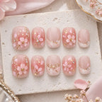 Pink Blossom Bow Rhinestone Press On Nails — image 2