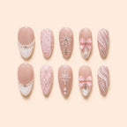 Pink Bow Snowflake 3D Press On Nails — image 1