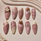Pink Cat Bow Coquette 3D Press On Nails — image 2