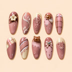 Pink Cat Bow Coquette 3D Press On Nails — image 1
