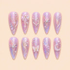 Pink Celestial Butterfly 3D Rhinestone Press On Nails — image 1