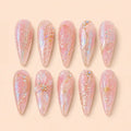Pink Celestial Glitter Rhinestone Press On Nails — image 1