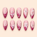 Pink Celestial Starburst French Tip Press On Nails — image 1