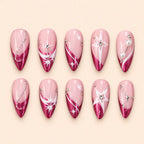 Pink Celestial Starburst French Tip Press On Nails — image 1