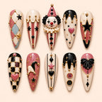 Pink Circus Jester 3D Press On Nails — image 1
