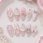 Pink Cross & Bow Coquette Press On Nails — image 2