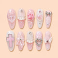 Pink Cross & Bow Coquette Press On Nails — image 1