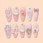 Pink Cross & Bow Coquette Press On Nails — image 1