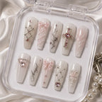 Pink Cross & Bow Rhinestone Press On Nails — image 2