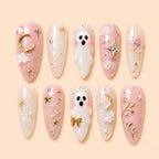 Pink Ghost Moon 3D Press On Nails — image 1