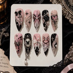 Pink Gothic Cross & Bow 3D Stiletto Press On Nails — image 2