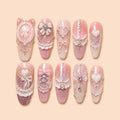 Pink Heart Bow Coquette 3D Press On Nails — image 1