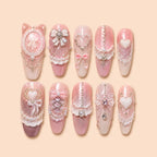 Pink Heart Bow Coquette 3D Press On Nails — image 1