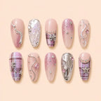 Pink Plaid Star Charm Press On Nails — image 1