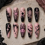 Pink Pumpkin & Bat Halloween Press On Nails — image 2