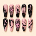 Pink Pumpkin & Bat Halloween Press On Nails — image 1