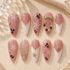 Pink Snowflake Wreath 3D Press On Nails — image 2