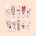 Pink XO Love Charm 3D Coffin Press On Nails — image 1
