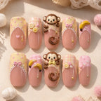 Playful Monkey Banana 3D Press On Nails — image 2