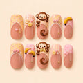 Playful Monkey Banana 3D Press On Nails — image 1