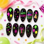 Preppy Birthday Cupcake Bow 3D Press On Nails