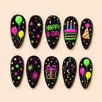 Preppy Birthday Cupcake Bow 3D Press On Nails